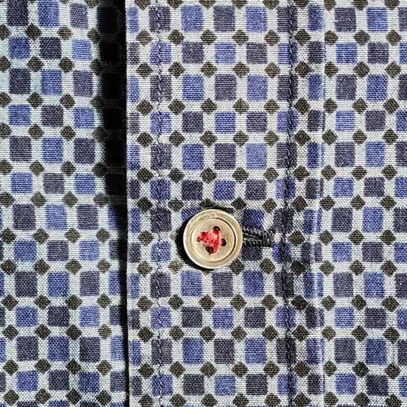 NN07 Lindh Blue/Black Pattern Long sleeve Button up Collared Shirt Size L - Picture 2 of 11